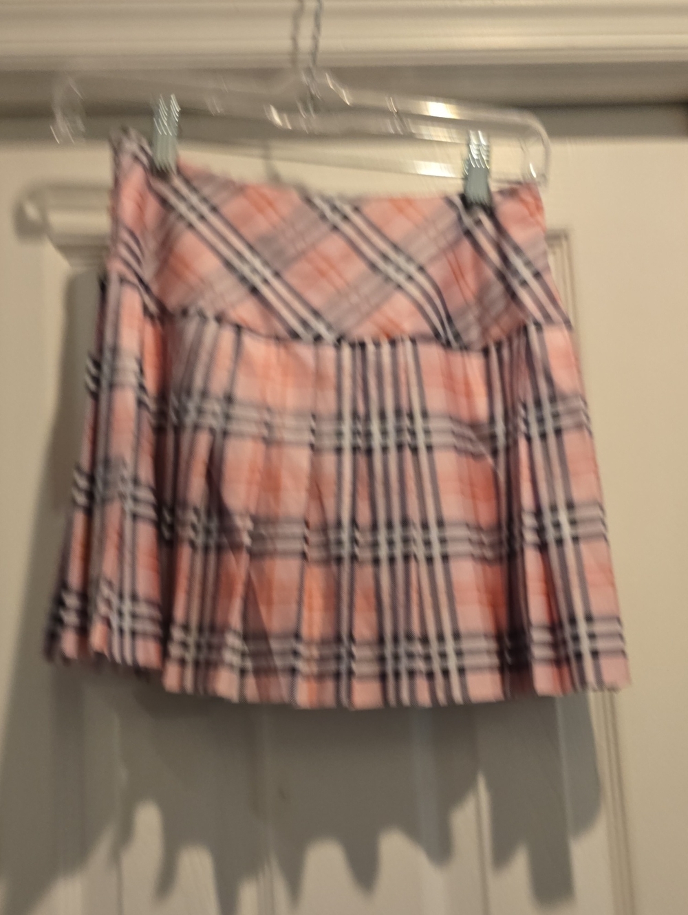 Pleated Pink Plaid Mini Skirt